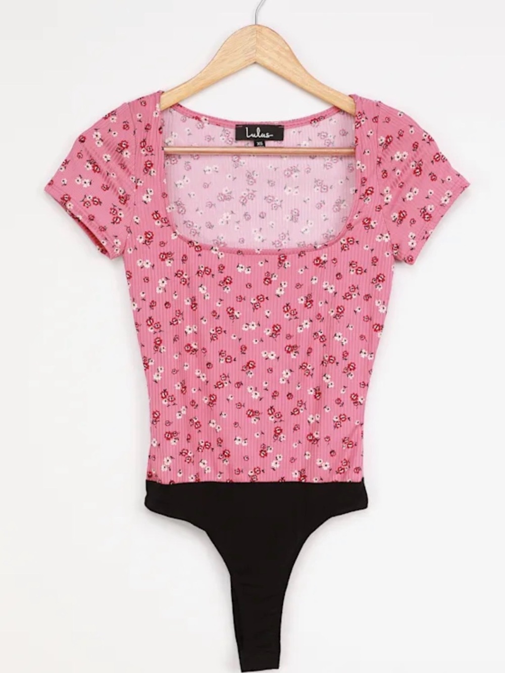 Lulus Feeling Sweet Mauve Pink Floral Ribbed Bodysuit M NWT